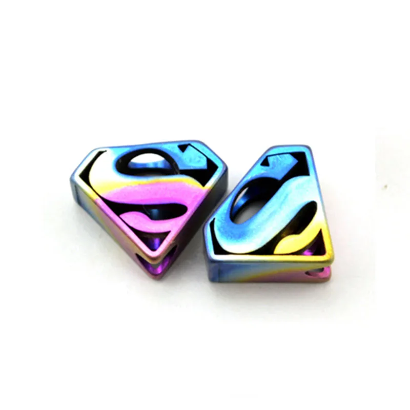 1PC Superman Colorful Titanium Alloy EDC Paracord Beads Knife Beads Rope Cord Beads Lanyard Pendants Outdoor Accessories
