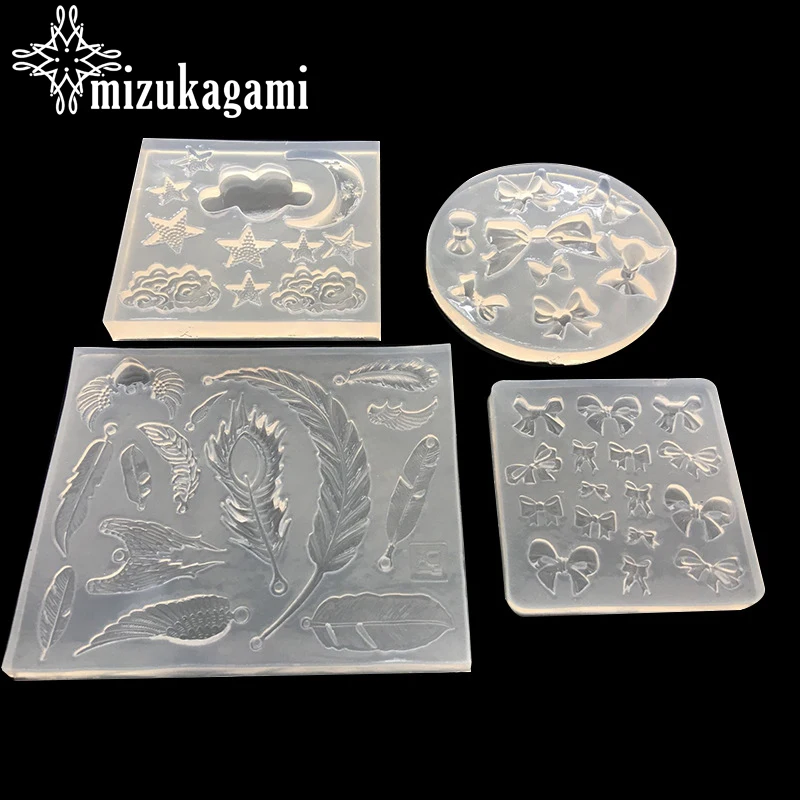 1 шт. УФ-полимерные ювелирные изделия Жидкая силиконовая форма луна/бант/перо