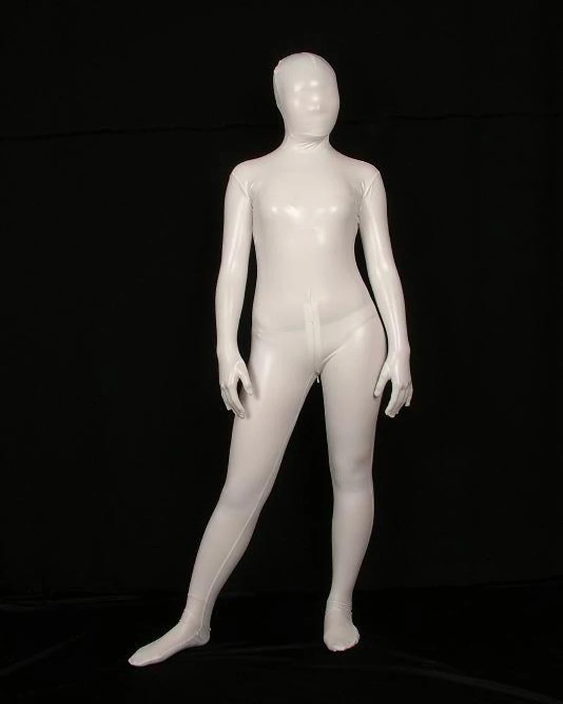 Белый полный тело лайкра спандекс латекс/Резина Cos Zentai костюм боди костюмы для взрослых нарядное платье