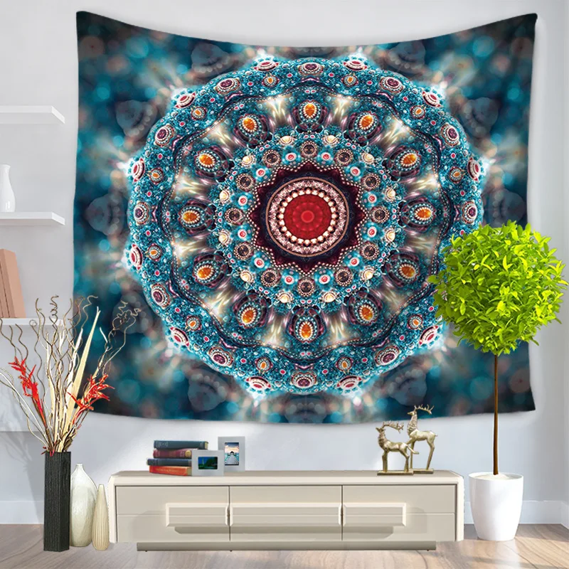 Chromatic Mandala Tapestry Wall Hanging Tapestries Boho Bedspread Beach Towel Yoga Mat Blanket Table Cloth 200*150/150*130c | Дом и сад