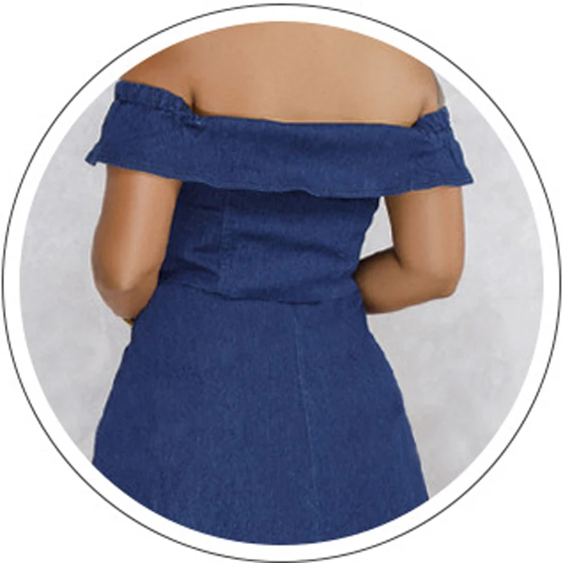 HEE GRAND/женские джинсовые платья дамские с вырезом лодочкой на талии однотонное