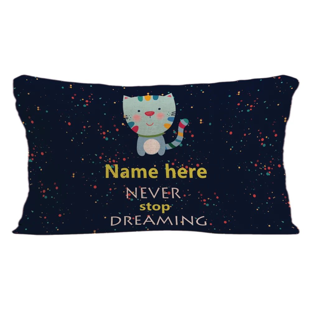 Чехол для подушки с изображением кошки пятнами наволочка надписью Never Stop Dreaming
