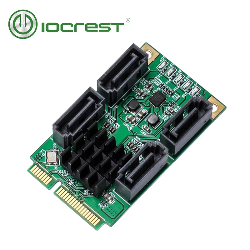 

IOCREST 4 порта SATA III 6G Mini PCI Express Marvel 88SE9215 карта контроллера SATA3.0 Mini PCIe SSD адаптер карта