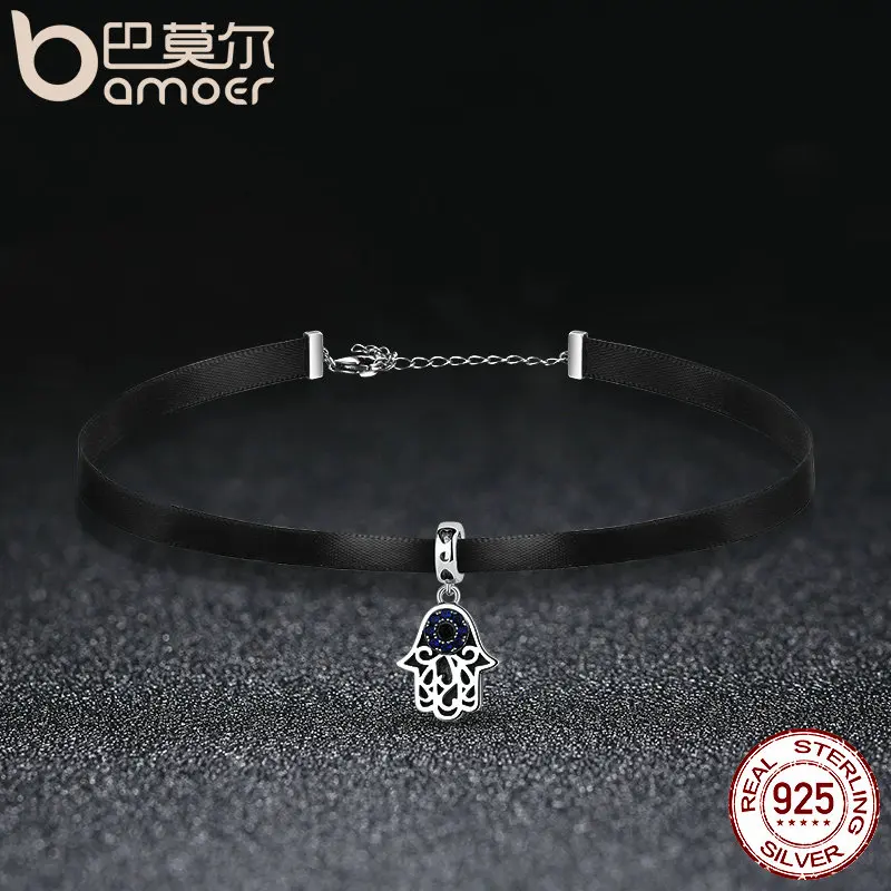 BAMOER, новая мода, 925 пробы, серебряный, синий, злой глаз, подвеска, колье, ожерелье, женское ожерелье, s& Кулоны, Ювелирные изделия SCA011+ SCC085