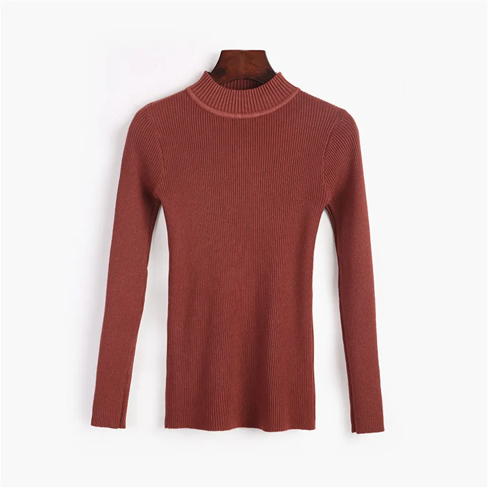 Женский трикотажный свитер однотонный пуловер с круглым вырезом и длинным