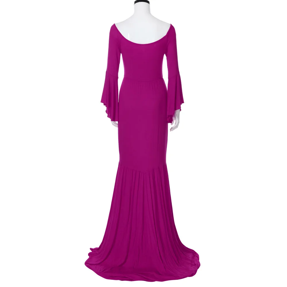 Hot Pink Одежда для беременных; реквизит для фотосессии; платье для беременных с длинными рукавами и открытыми плечами; платье для беременных; Платье для фотосессии - Цвет: Hot Pink