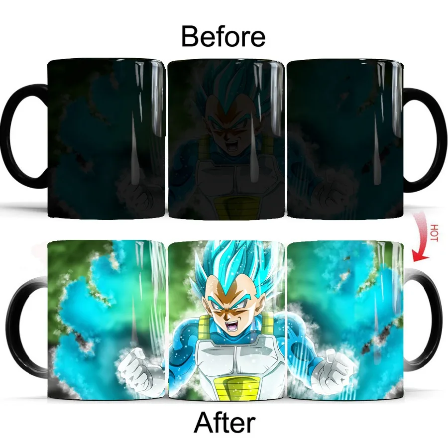 Dragon Ball Z Супер Саян Гоку синие волосы кружка Меняющие цвет кружки кофе чай чашка лучший подарок для вашего друга - Цвет: blue hair Vegata