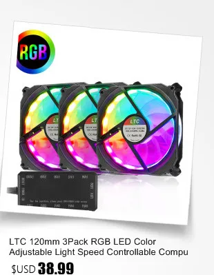 LTC 120 мм 3 упак. RGB Кулер для процессора с дистанционным пультом Вентилятор для компьютера Радиатор охлаждения Куллер для корпуса CPU ПК охладитель скоростной воздушный поток Многоцветная аврора LED Тихий бесшумный