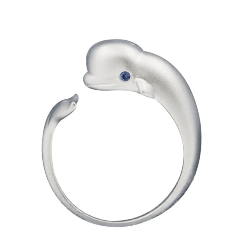 Original Whale Fresh 925 Sterling Silver Temperament Personality Fashion Female Trendy Resizable Opening Rings SRI014 | Украшения и