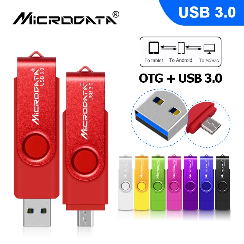 USB 3 0 Вращающийся 2 в 1 OTG флеш-накопитель 128 Гб 64 ГБ 32 16 высокоскоростной Android карты
