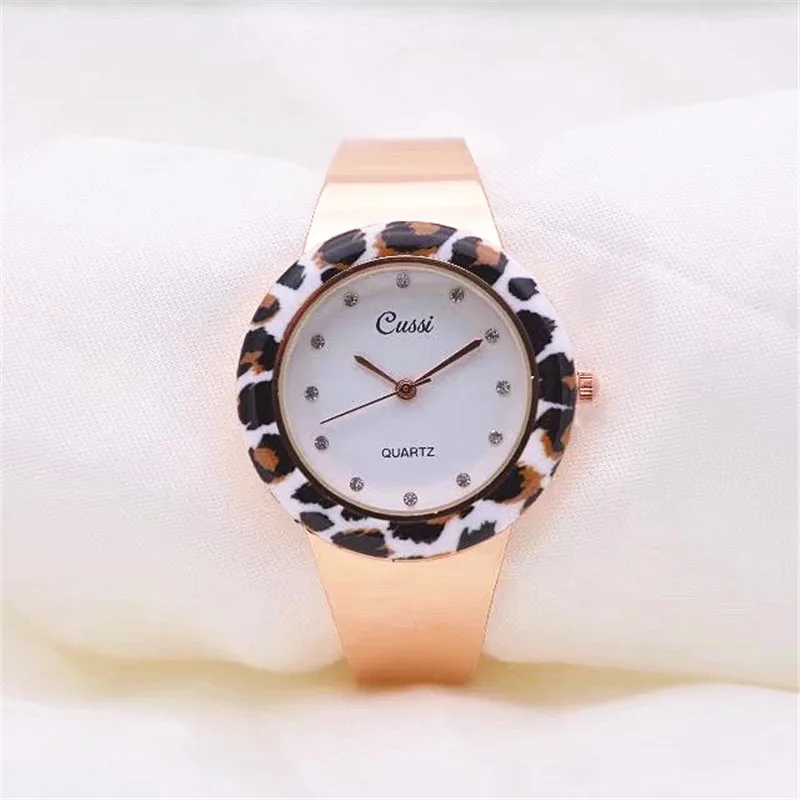 CUSSI 2018 Luxury Leopard Womens Bracelet Watches Quartz Wristwatches Ladies Dress relogio feminino reloj mujer Gold | Наручные часы