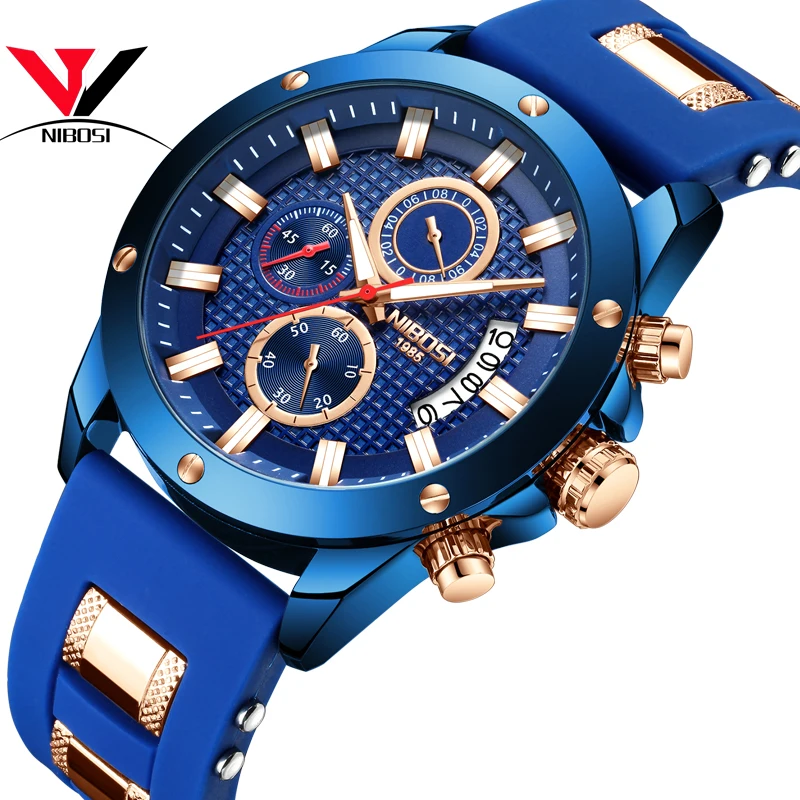 NIBOSI 2018 Sport Watch Waterproof Men's Military Army Watch Top Brand Luxury Silicone Strap Outdoor Quartz Analog Wrist Watch