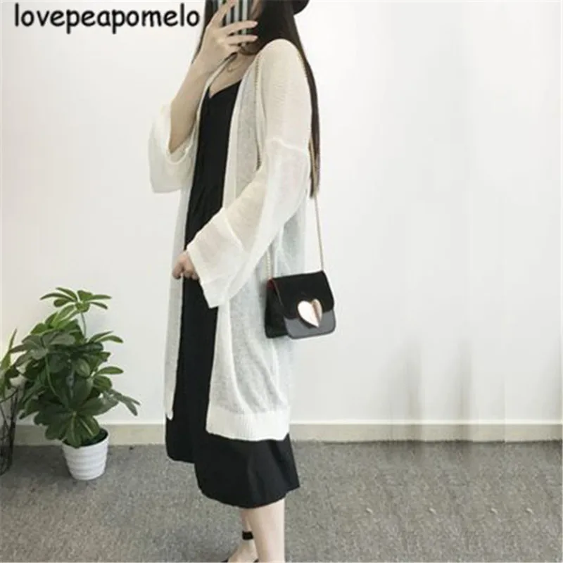 

Spring And Autumn Sweater Women's Large Size Casual Hollow-out Knittedsweater Korean Summer Ladies Loose Long Cardigans J249-1