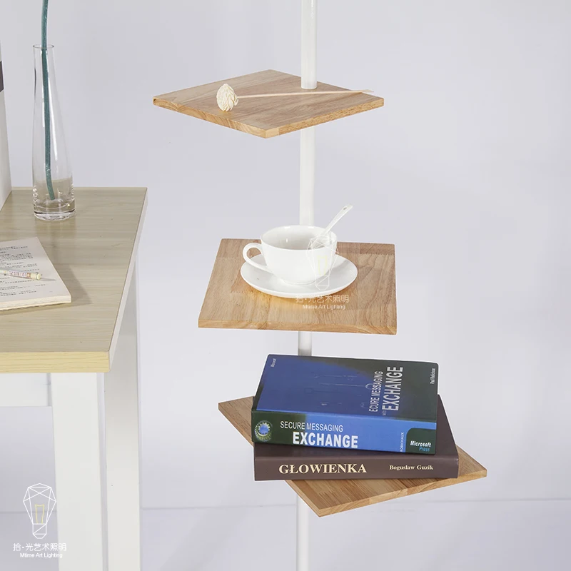 Creative Nordic Modern Minimalist Wood Fabric Led E27 Floor Lamp With Tea Table For Living Room Bedroom Study Deco H 170cm 2291 | Лампы и