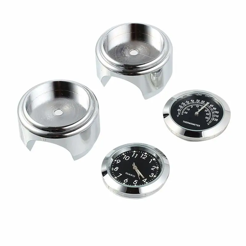 7/8&quot 1&quot Motorcycle Handlebar Dial Clock &amp Thermometor Waterproof Glossy for Cruiser Chopper(Pack of 2) | Автомобили и