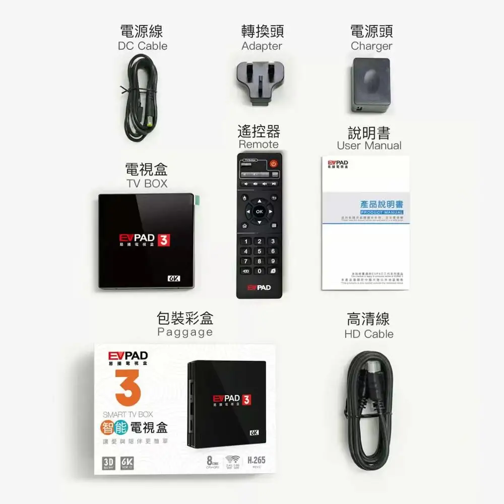 ТВ приставка EVPAD3 smart box evpad 3 Android телеприставка Bluetooth4.0 2G RAM 16G ROM 6K Китайский Гонконг