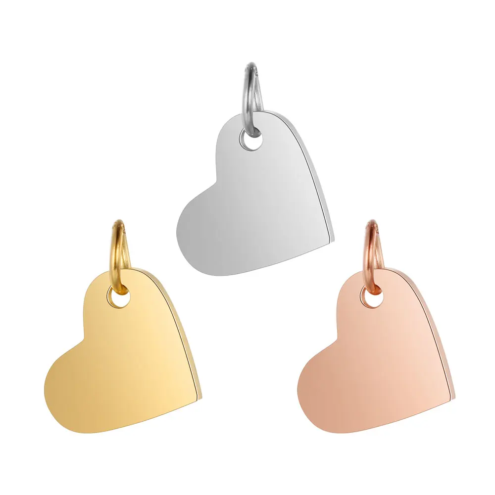 

5pcs/lot 316 Stainless Steel Mirror Polished 14mm Heart Tag Charm Pendant for Bracelet Necklace DIY Jewelry Making Charms