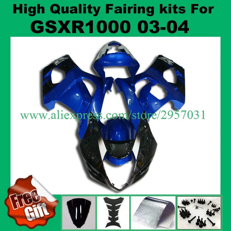 

9GIFTS, Injection fairings for SUZUKI GSXR1000 2003 2004 fairings blue black GSX-R1000 GSXR 1000 03 04 fairing kits #6721-6