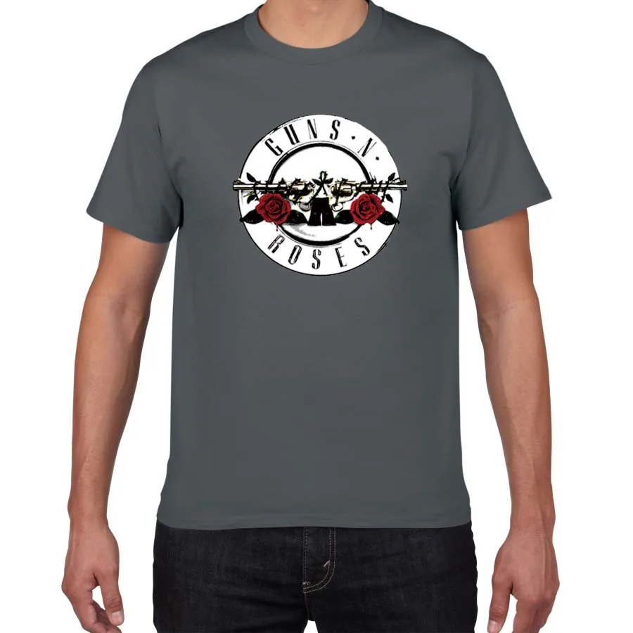 rock wear GUNS and Roses T-shirts men Summer 100%Cotton Rock Band street wear men t shirt guns roses tee shirt homme men - Цвет: F125  deep grey