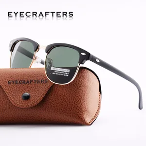 Green Designer Inspired Classic Half Frame Horned Semi-Rimless Mens Womens Fashion Sunglasses Polari