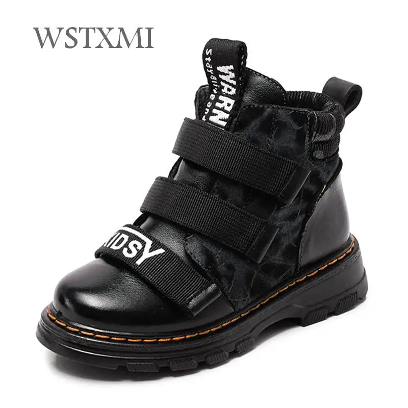 Winter Boys Boots Children Shoes Genuine Leather for Sneakers Ankle Martin Plush Warm Rubber Non-slip Kids Snow |