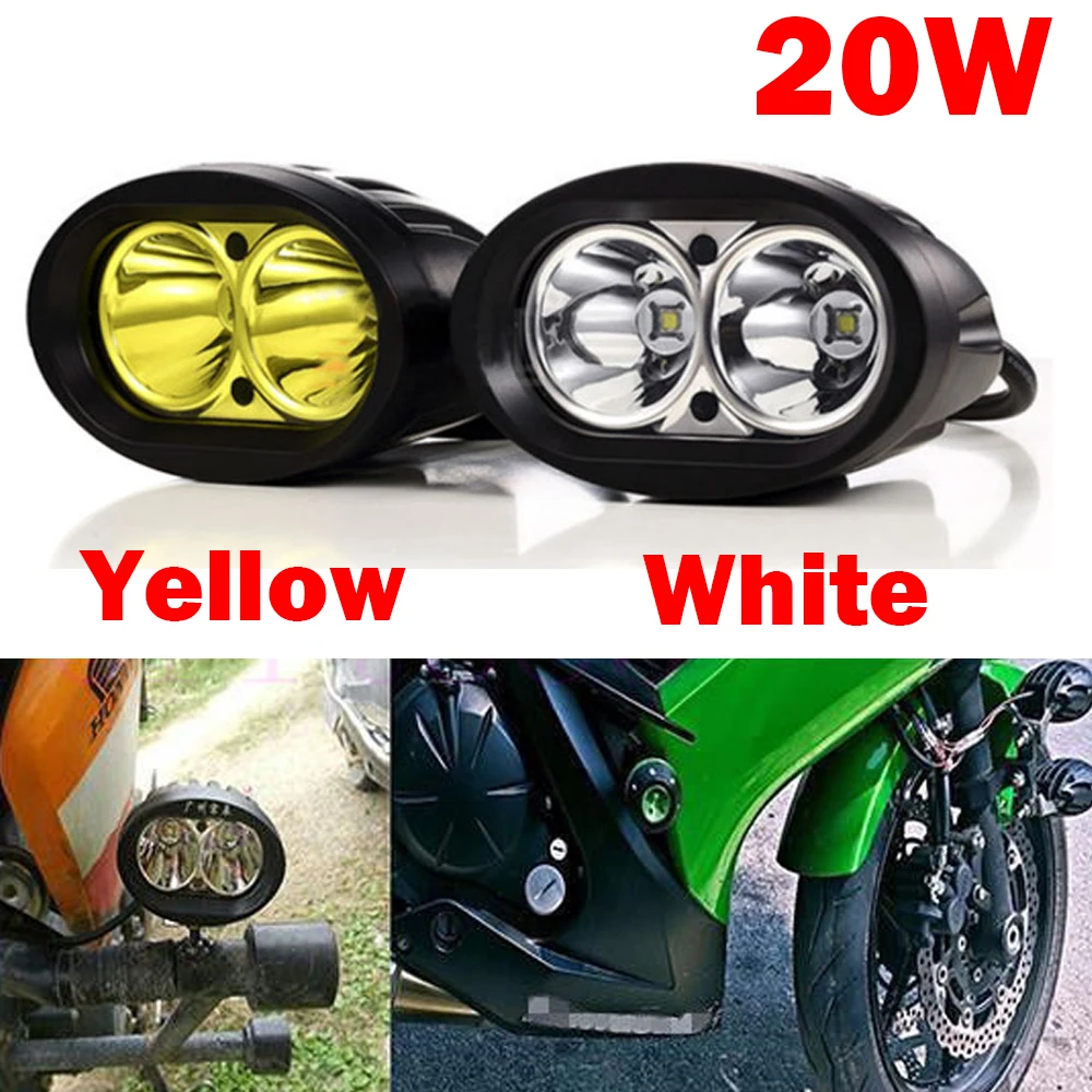 

2pcs 20w 4inch White Yellow Spotlight Offroad Driving Work light ATV UTV 4X4 SUV Motorcycle Truck Boat Offroad as Fog Head Lamp