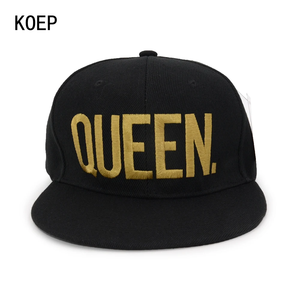 Koep Лидер продаж король королева черный Вышивка Snapback Hat Для мужчин женщин пара