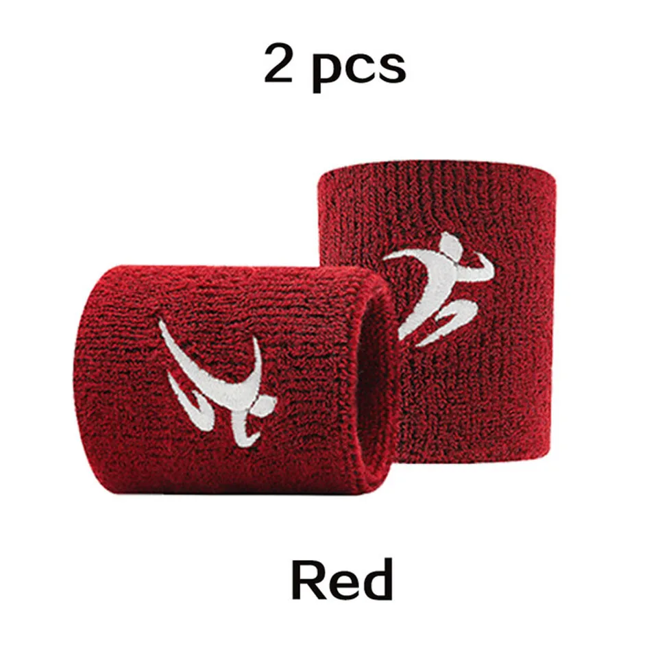 1 Pair Red Хлопковые эластичные браслеты на запястье для тренажерного зала и фитнеса, поддержка силовой тяжелой атлетики, нарукавники для баскетбола, тенниса, бадминтонный напульсник - Цвет: 1 Pair Red