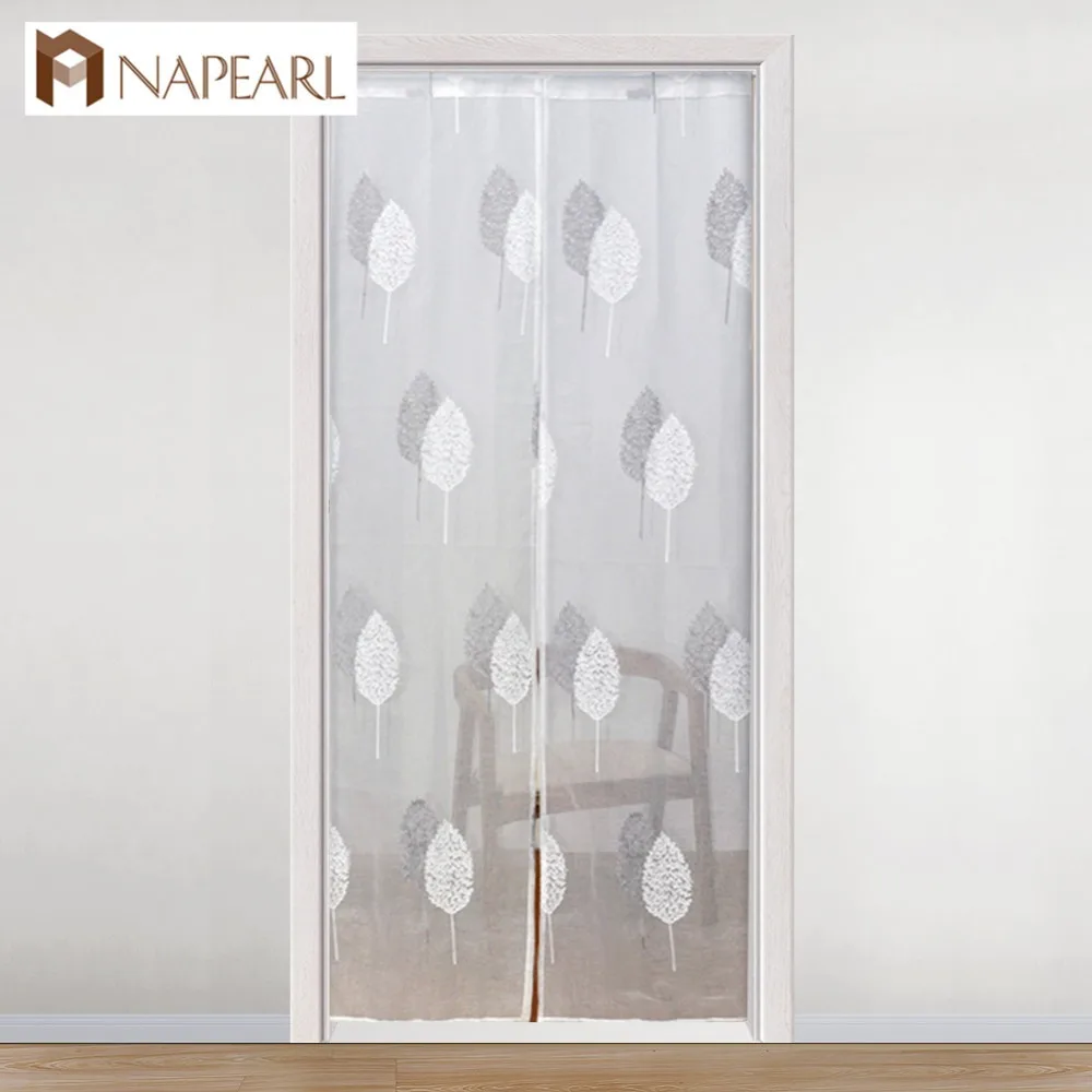 NAPEARL 1 шт. современные прозрачные шторы Листья Вышивка двери капли для гостиной