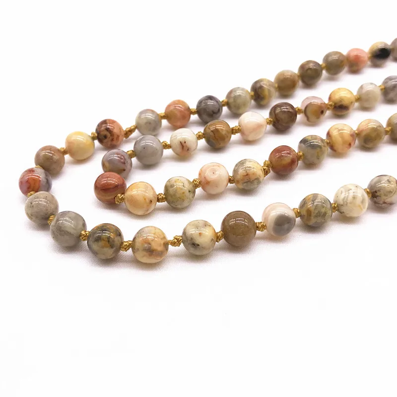 90 см длинное ожерелье 8 мм Crazy Agates бусы женское колье для девочек подарок девушки