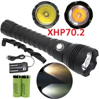 xhp70 2 led diving flashlight underwater xhp70 torch linterna waterproof lamp white yellow light 26650 battery charger