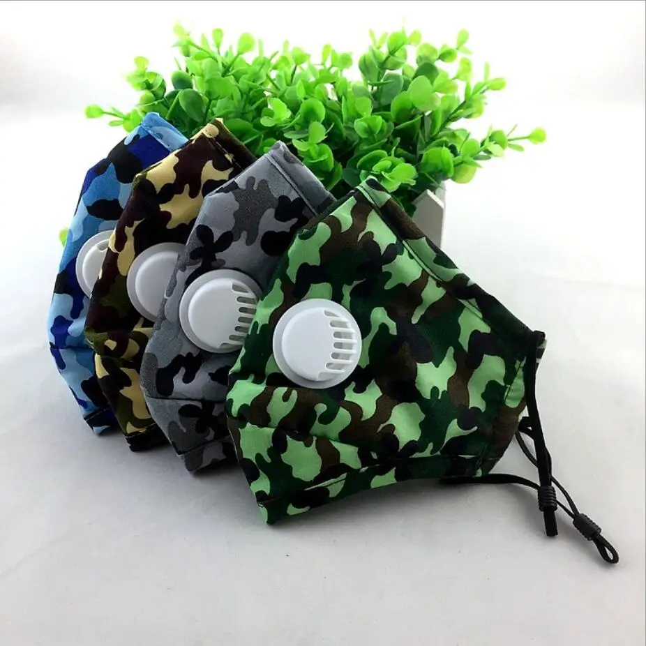 Камуфляжная маска из хлопка PM2.5 противопылевая для рта с фильтром