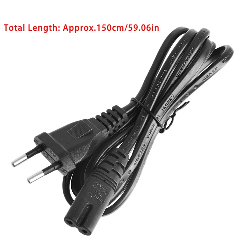 

1pc 1.5m 5FT Power Cord Cable EU 2-Prong Laptop AC Plug Adapter Lead 2 Pin