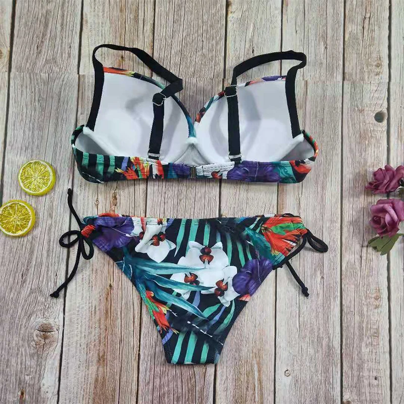 Женский купальник бикини с чашками пуш ап и низкой посадкой|Купальники| |