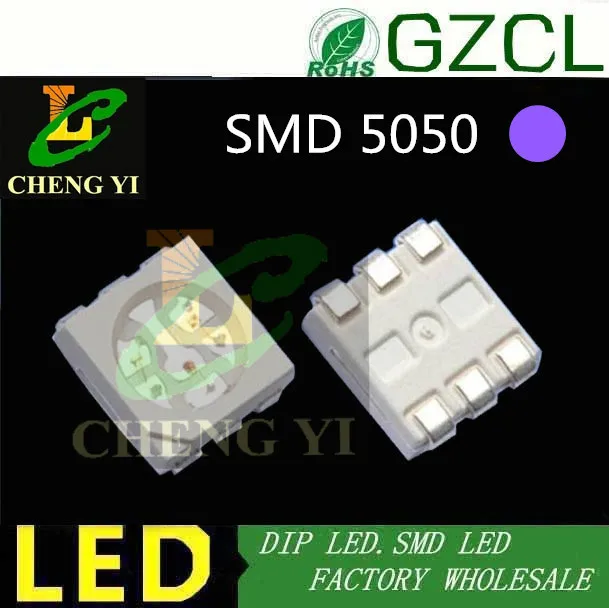 УФ 5050 smd led 395 405nm фиолетовый поверхностного монтажа чип 5 мм uva светильник SMT