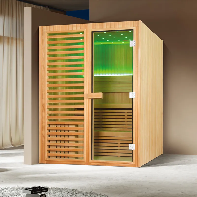 new Fashion Beautiful indoor dry sauna room African white wood Sauna House with LED Ceiling(M-6038