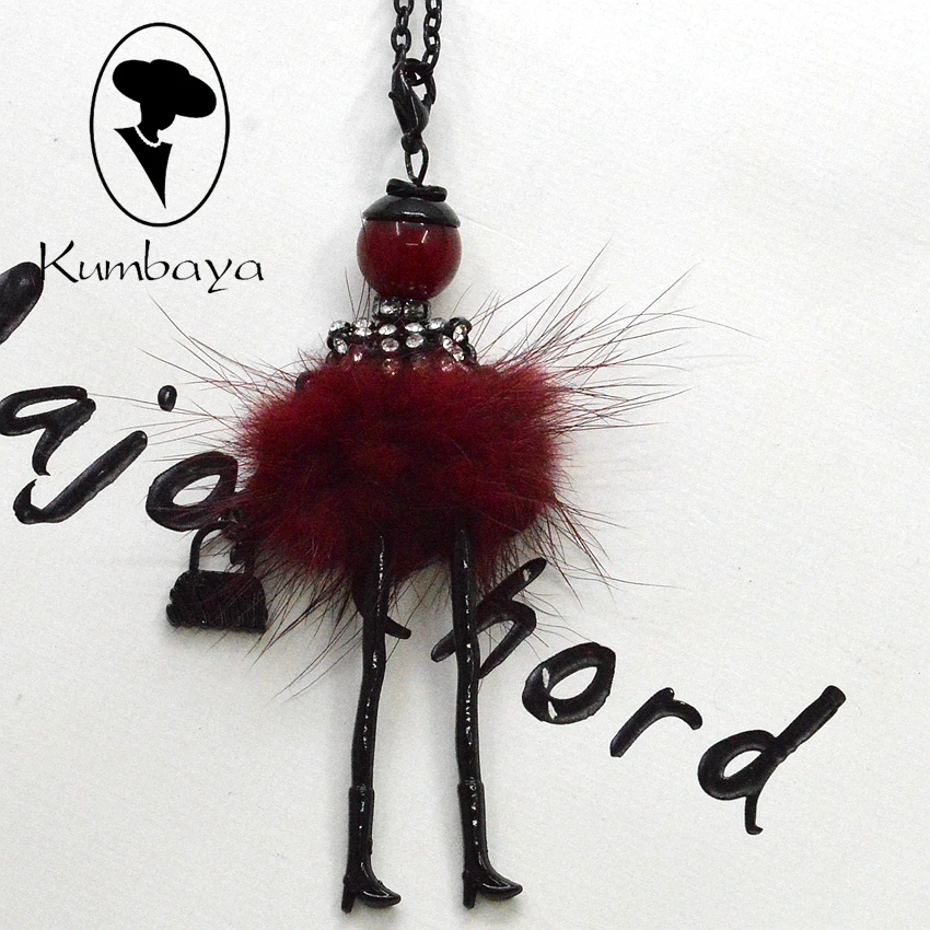 Зимние Лидер продаж! Милые шерстяного меха платье Кукольное ожерелье с