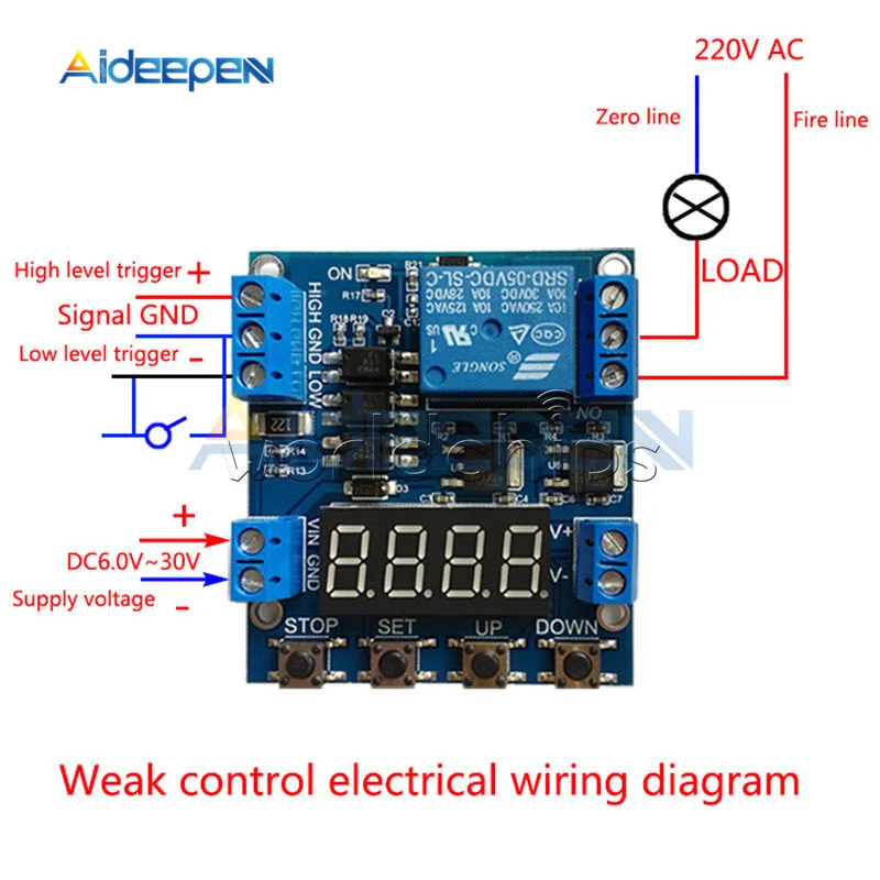 1-канальный релейный модуль с задержкой времени постоянный ток 6 в-30 в Высокий