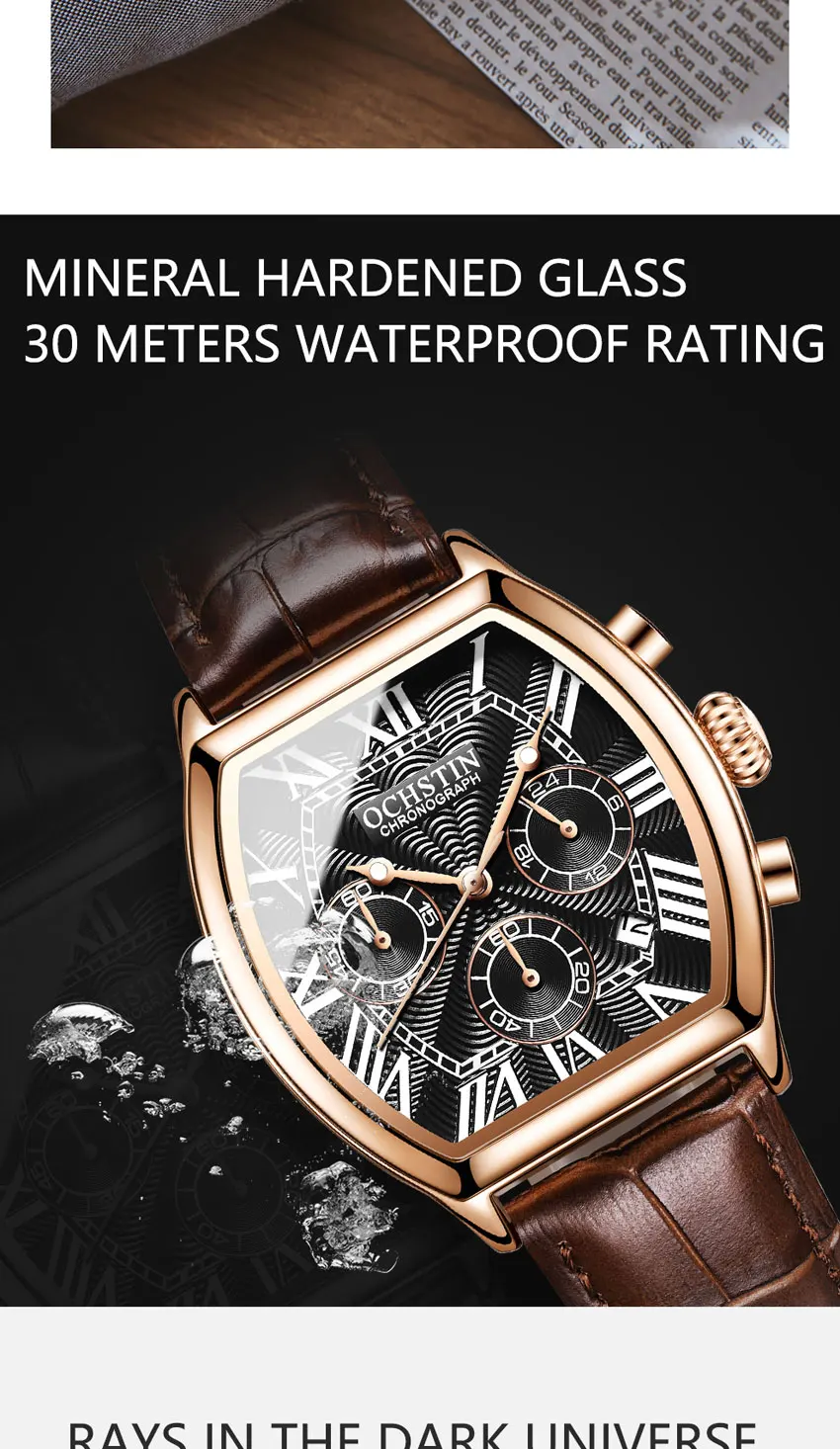 OCHSTIN Auto Date Sports Military Men Watches Luxury Brand Tonneau Quartz-watch Man Leather Army Male Clock Relogio Masculino