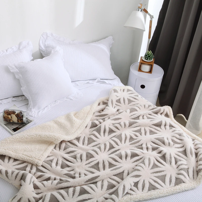 Жаккардовое трикотажное одеяло супер мягкое и теплое шерстяное 150x200 см|soft fleece