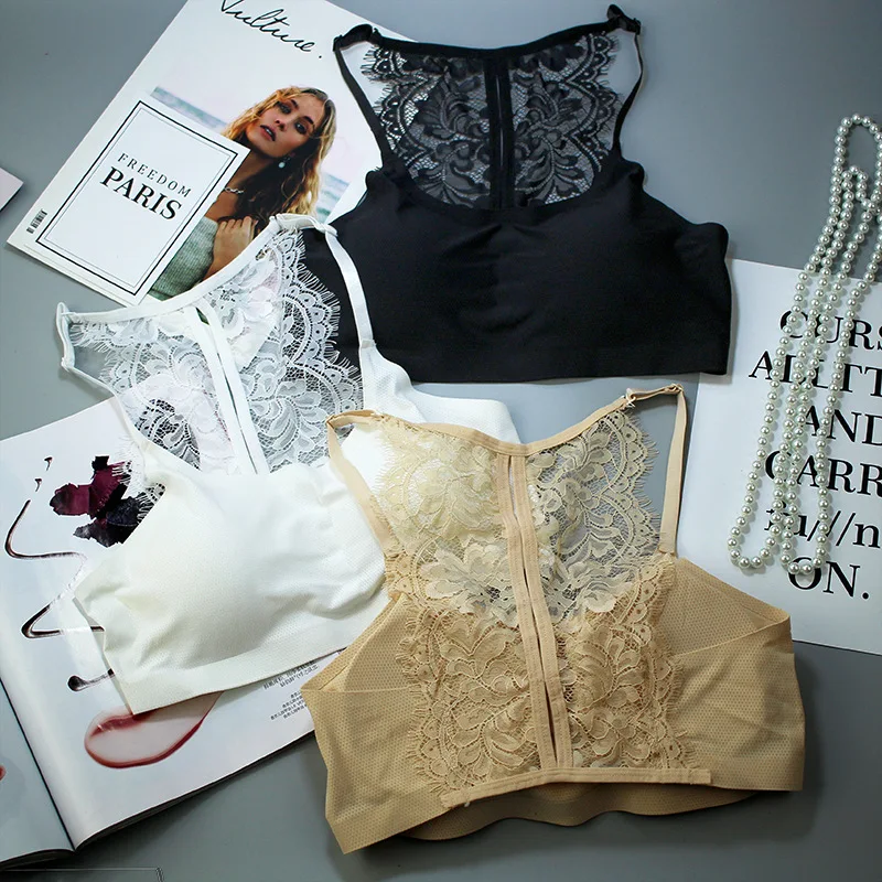 

New Fashion Women's Tube Top Lace Elegant Top Bra Sweet Straped Blouse Elastic Blouse Hollow Out Sexy Woman Bralette Crop Top