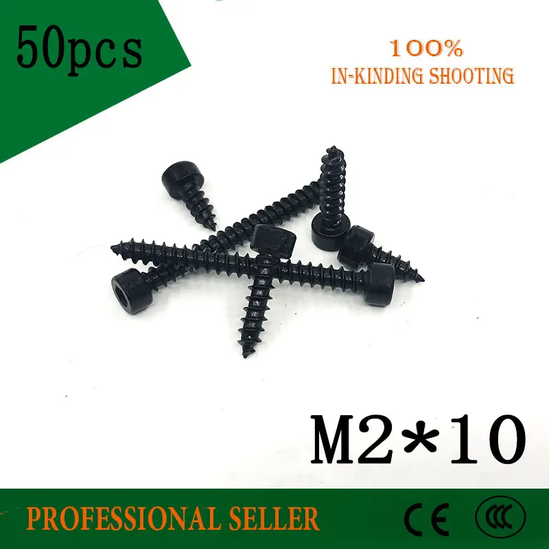 Винт саморез 50 шт./лот из углеродистой стали черного цвета M2 * 10 x 10|self tapping screw|tapping