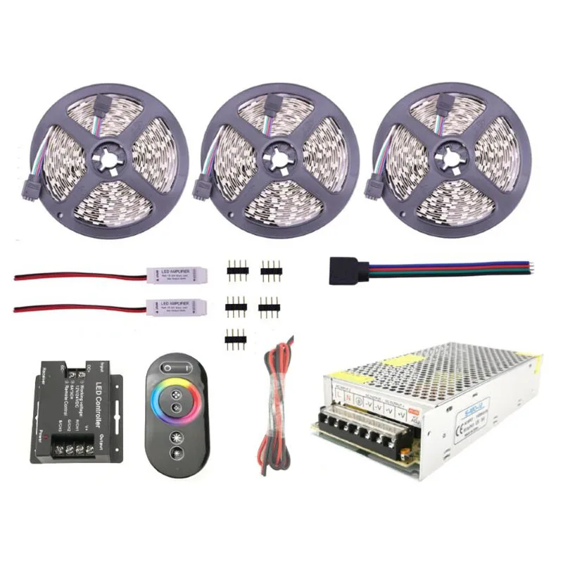 DC12V 5050 RGB LED Strip Bande with 6Ax3CH Touch Remote Controller Dimmer Switch 10m 15m Waterproof IP65 IP20 Ribbon Rope Lampe