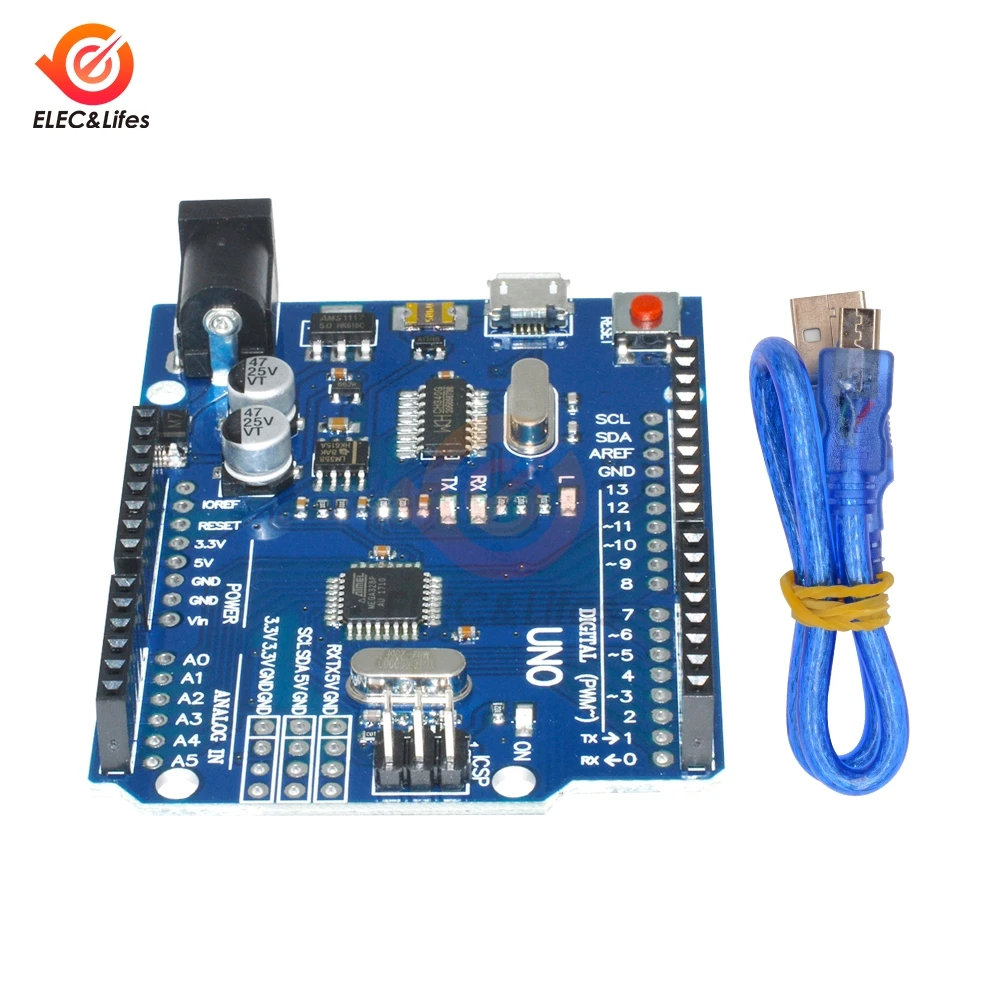 Микроконтроллер для Arduino UNO R3 ATmega328P CH340G CH340 микроконтроллер сделай сам с USB кабелем