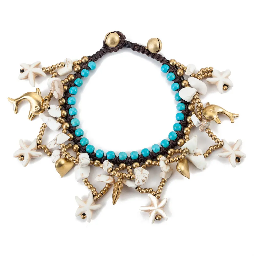 

AMOURJOUX Statement Handmade White Starfish Beads Multilayers Ceramic Stone Charm Bracelet Female Bohemia Bracelets For Women