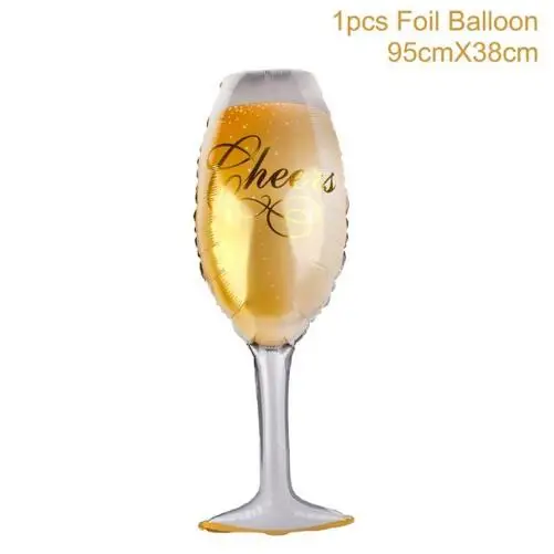Wine glass С днем рождения, вечеринка, розовое золото, фольга, конфетти для воздушного шара, латексные шары, украшение на свадьбу, годовщину, для детей, первый день рождения, товары для вечеринок - Цвет: Wine glass