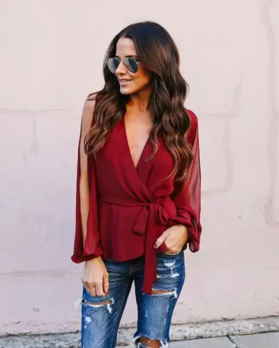 Женская блузка с V образным вырезом 4 цвета|blouse hot|blouse fashionfashion blouses |