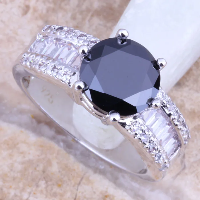 Женское серебряное кольцо с черным кубическим цирконием Размер 5/6/7/8 R1459|ring size|jewelry