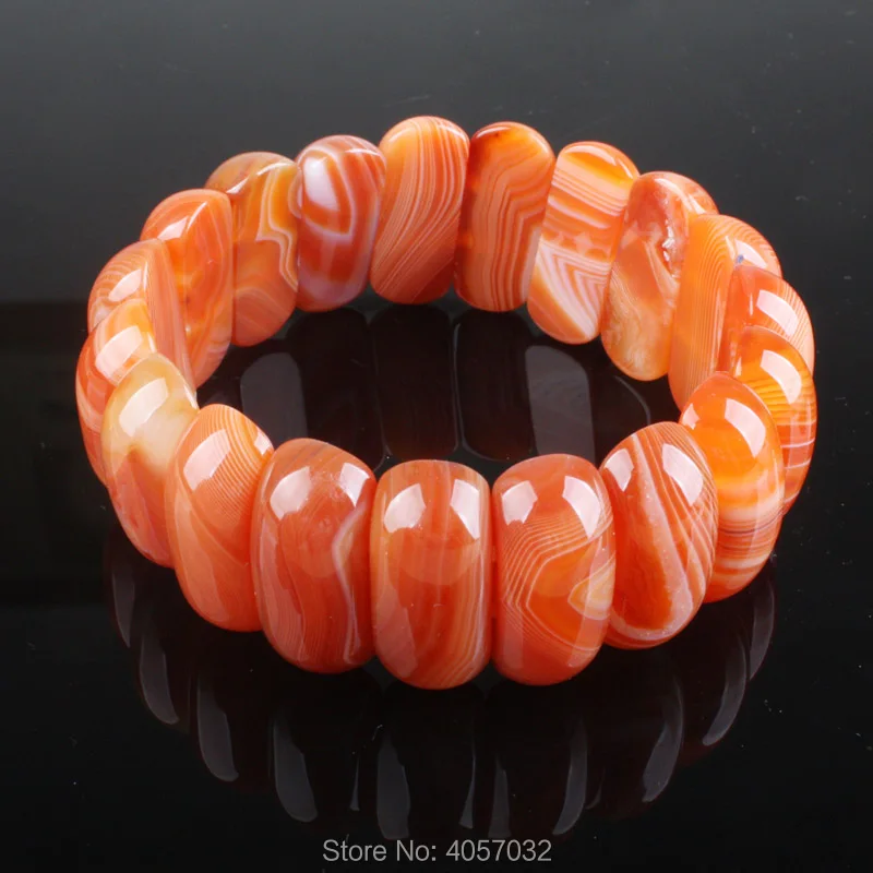 Красивый новый эластичный браслет с сердолическими бусинами 7 5 дюйма L подарок |