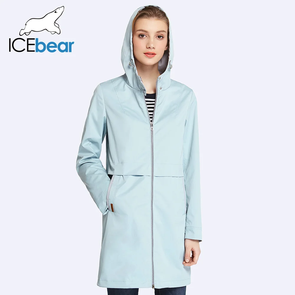 ICEbear Осенняя женская одежда сплошной цвет с длинными рукавами Повседневная Новая женская куртка стоячий воротник карманы 17G122D - Цвет: 17802